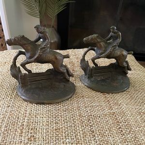 Vintage Cast Iron Hubley Steeplechase Book Ends Whipper In